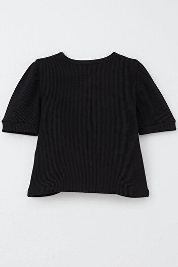 Breeze Girls' Crop T-Shirt Belly Low Cut Detail 8-14 Years, Black