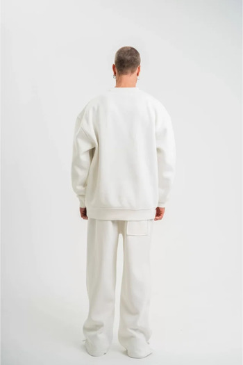 JANES Μακρυμάνικο Crew Neck Basic Φούτερ - Λευκό