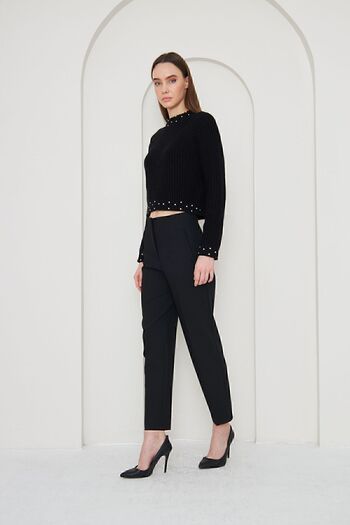 KAROL FRONT FLATED HIGH-RISE FABRIC PANTS