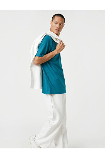 Koton Basic T-Shirt Slogan Printed Crew Neck