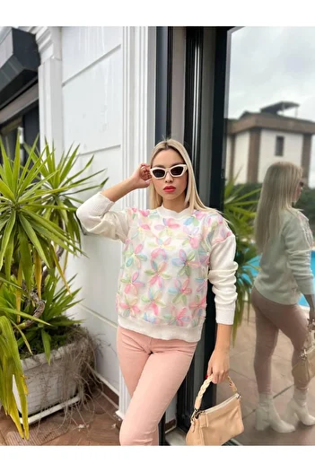 For Angels Floral Knitwear Sweater with Lace Front