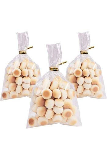 Big Party Cookie Gelatin Transparent Shiny Bag with 50 Gold Wire Clips as a Gift