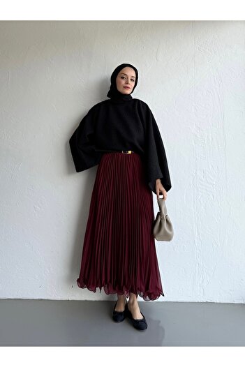 Moca Burgundy Rue Chiffon Skirt