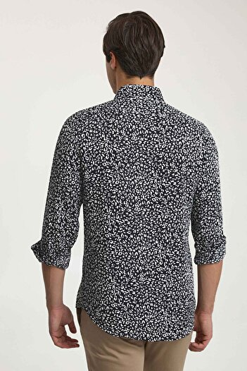 Twn Slim Fit Siyah Baskılı Gömlek