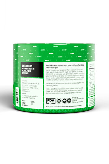 anocin Pre-workout Vitamin Boost Complex-vitamin B1,b3,b5,b6,b12,d-elma Aromalı - American Fitness Series