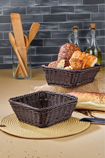 ERC Natural Wicker Hand-Woven Square Bread Basket