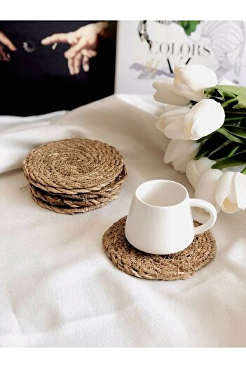 Mutfak Köşesi 6 Pieces Handmade Wicker Coasters Cup Tea Mug Coasters
