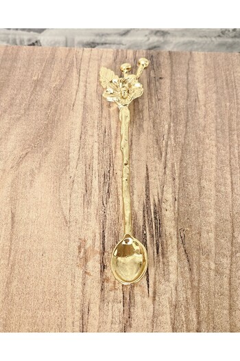 atabey home 6-Piece Japanese Rose Detail Gold Tea Spoon Set- Decorative Spoon(Buy by Reading the Description)