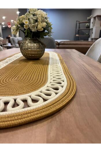 Türkmen Ev Tekstil Jute,,Runner,American Service,Supla,Table Cover,Coffee Table Cover, Decor,Dressing