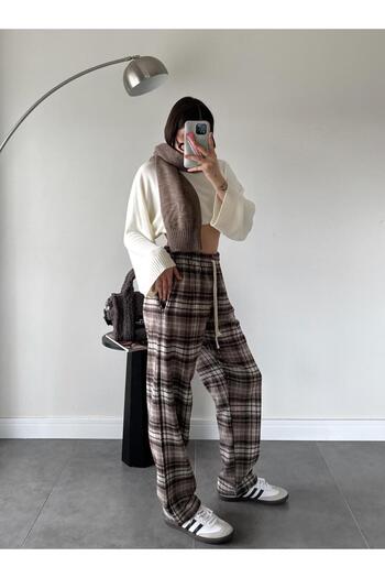 RE7EDİ Syahkahve Harajuku Square Patterned Unisex Sleepwear Tracksuit