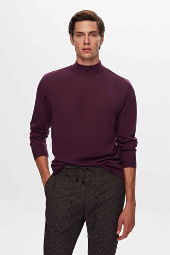 D'S Damat Ds Damat Regular Fit Фіолетовий Прямий Трикотажний Светр з Вовняною Домішкою