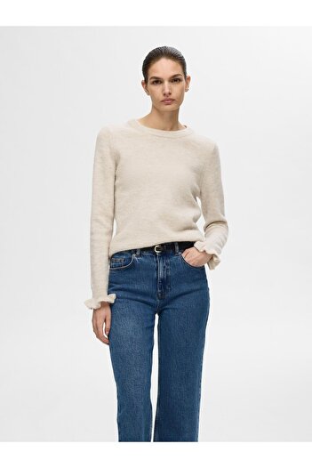 Selected Femme Strickpullover Rüschenärmel
