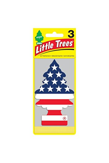 Little Trees معطر جو للسيارة برائحة الفانيليا على شكل علم أمريكي، 3 عبوات