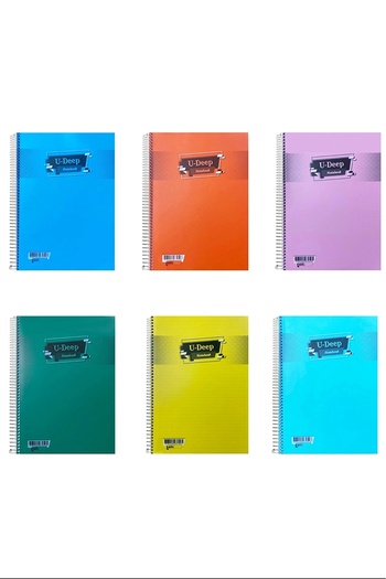 Umut U-Deep A4 Spiral Plastic Cover Extra 72 Sheets Notebook Checkered 12 Pcs