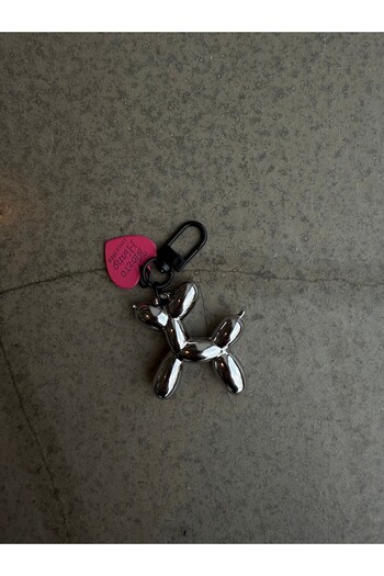 minebag Metallic Balloon Dog Purse Charm - Keychain Heart Shaped & Pin Lock