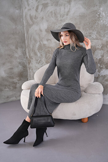 BEMOL GİYİM Fitilli Triko Elbise