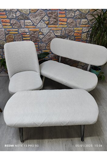 COVER TEKSTİL PUF BENCH KILIFI TAKIMI 2 SANDALY B OVAL 1 BENCH 1 PUF KILIFI