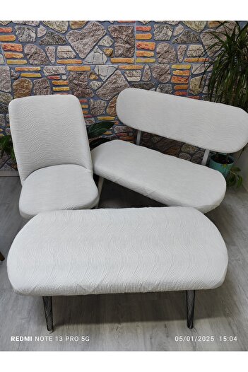 COVER TEKSTİL PUF BENCH KILIFI TAKIMI 2 SANDALY B OVAL 1 BENCH 1 PUF KILIFI