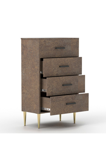 Mahmayi Wooden Chest Drawer with 4 Drawers Cabinet for Living Room-Ferro Bronze MFC Board
