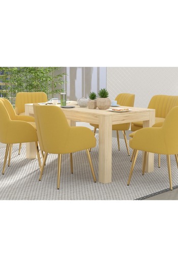 Mahmayi 6-Seater Wooden Dining Table for Kitchen, 160cm, Natural Davos Oak Finish