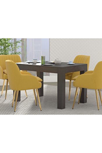 Mahmayi 4-Seater Wooden Dining Table for Kitchen, 120cm, Anthracite Jura Slate Finish