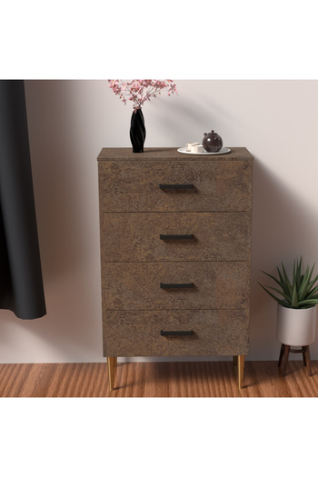 Mahmayi Wooden Chest Drawer with 4 Drawers Cabinet for Living Room-Ferro Bronze MFC Board