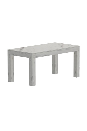 Mahmayi 6-Seater Wooden Dining Table for Kitchen, 160cm, White Levanto Marble Finish
