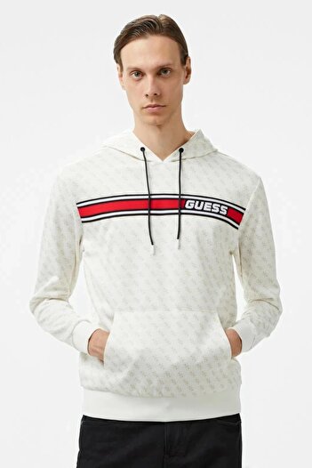 Guess ΝΕΟ KORBIN HOODIE SW Ανδρικό λευκό φούτερ Z4BQ30FL04Q-P05N