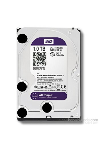 WD 1 TB WD 3.5 PURPLE SATA3 5400RPM 64MB 7/24 GUVENLIK WD10PURZ (3 YIL RESMI DIST GARANTILI)