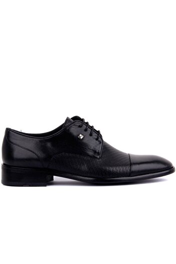 Fosco Black Leather Men's Classic Shoes - Lace-Up, Model 9511 114