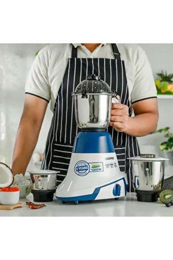 Geepas 3-IN-1 Mixer Grinder- 1200W Powerful Copper Motor with Stainless Steel Jars