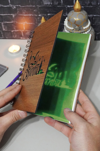markcat Istanbul Themed Agenda and School Notebook - Checked Notebook with Wooden Cover (A5 - 120 Pages)