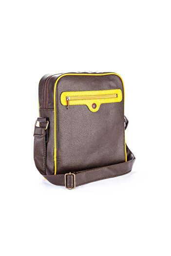 HOODİEMOUSE Ethnic Bohemian Style Large Postman Shoulder Bag with Cat Figure - Brown