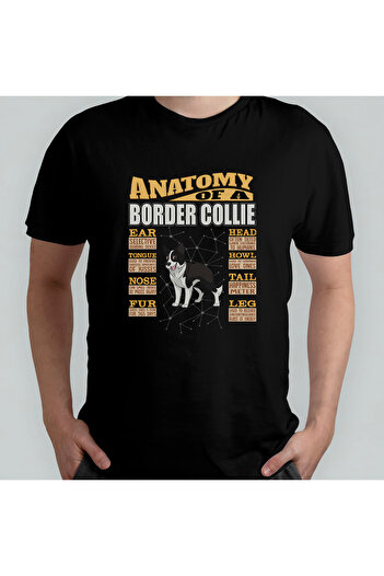 Pixxa Ανατομία ενός σκύλου Border Collie 100% βαμβακερό μπλουζάκι με λαιμόκοψη μοντέλο 1