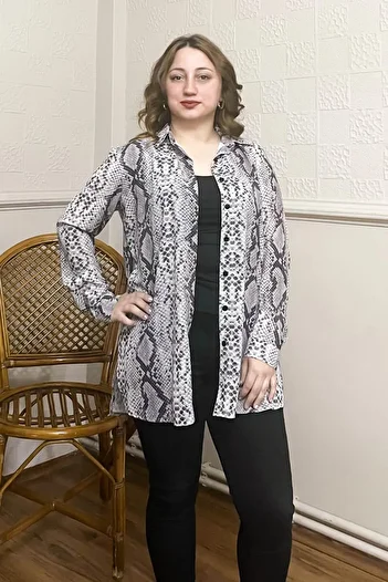 Zer Otantik Gray Snake Print Shirt