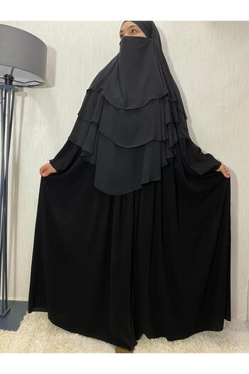 ARKARLİN 3-Layer Hijab Souffle and Ferace - 2 Pieces, No Burn and Sweat, No Ironing