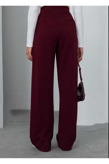 NEVEGE BUTİK Women's Knitted Fabric Full Lycra Waist Velcro Palazzo-Bordoo