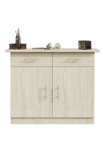 Mahmayi Medium Height Cabinet with 2 Drawers and 2 Door Storage-Grey Bardolino Oak