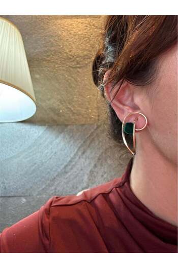 Pelin Aksesuar Green Velvet Bulk Design Wire Earrings