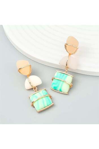 Pelin Aksesuar Green Cream Long Earrings