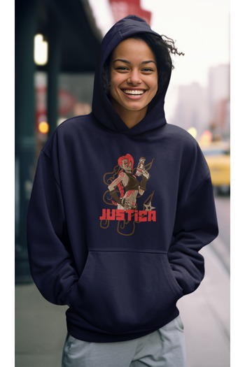Tshirto JUSTICA Принт 3 нитки Шардон Синій/Бежевий/Чорний Світшот з капюшоном Hoodie