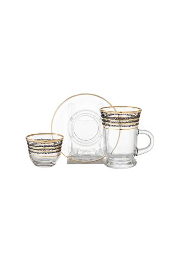 Dania Saudi glass tea and coffee set with gold and black decor