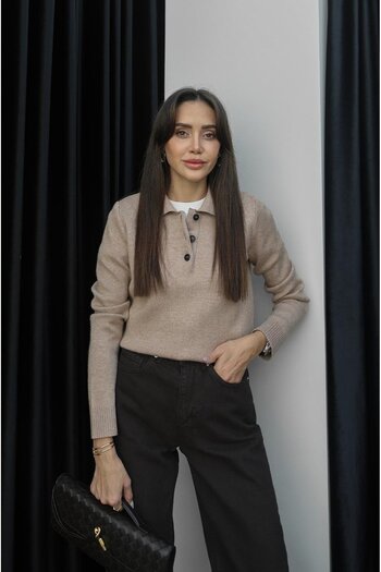 Havoş Camel Chase Polo Neck Sweater
