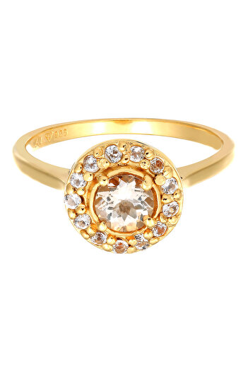ELLI Ring PREMIUM Verlobungsring Damen Morganit Peach Topaz 925 Sterling Silber vergoldet Weddi
