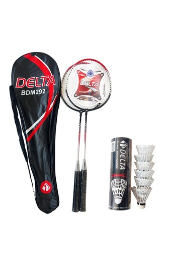 Delta 2 Pieces Badminton Racket + Badminton Bag + 6 Pieces Badminton Ball Set