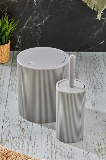 Homie Round Bathroom Set - Line 2, Trash Can and Wc Brush Set