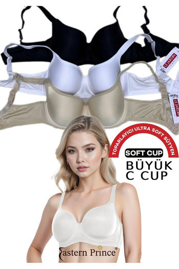 Le Jardin 9720 C Cup Ultra Soft Recovery Bra - Underwire and Supportless, Colorful 3 Set