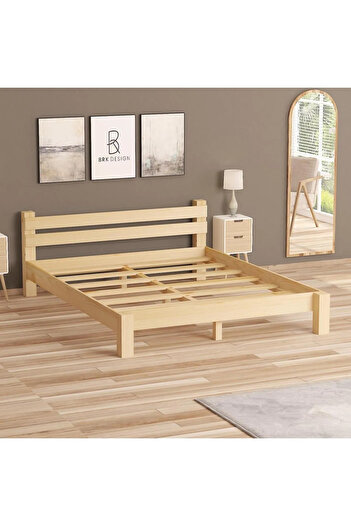 BRK Design Doğal Ahşap Karyola