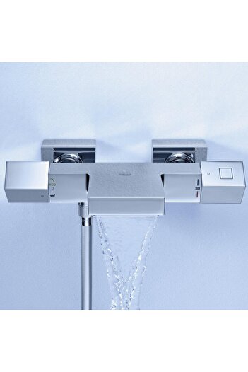 Grohe Baterie cada cu termostat Grohe Cube, montare aparenta, diverter, protectie reflux, waterfall, Crom