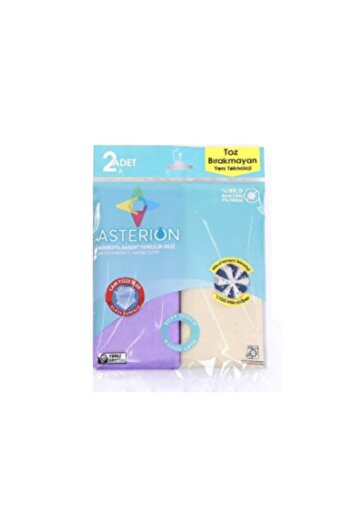 ASTERION Microfilament Cleaning Cloth Dust-Free Technology for Glass Surfaces 2 Pieces